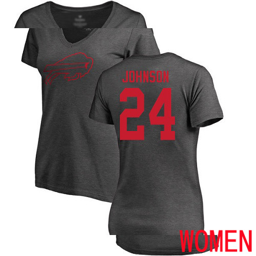 NFL Women Buffalo Bills #24 Taron Johnson Ash One Color T Shirt->women nfl jersey->Women Jersey